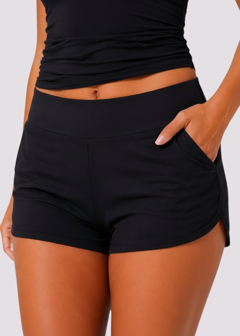 Built-In Brief Pocket Swim Shorts – Black