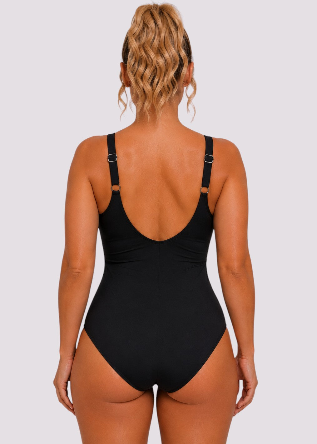 Ruched Twist-Front One-Piece Swimsuit – Black