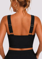 Twist-Knot Longline Bikini Top – Black