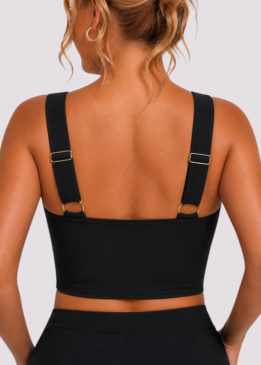 Twist-Knot Longline Bikini Top – Black