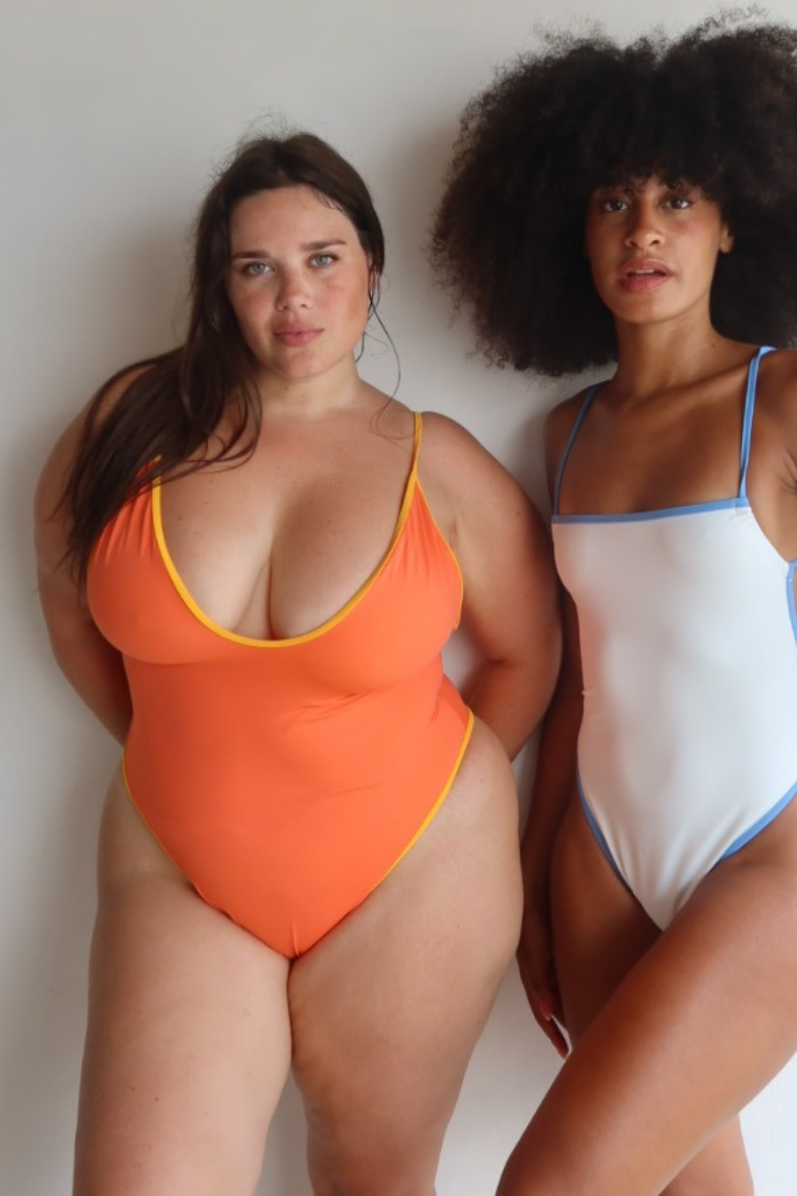 Orange High-Leg Plunge Swimsuit