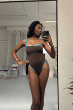 Mocha Bandeau High-Leg Swimsuit