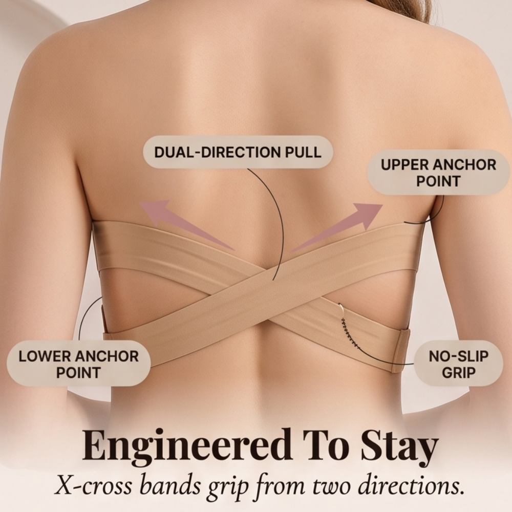 Solène Crossover Strapless Bra – Cream
