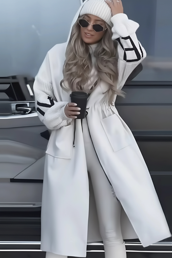Kelly White Drawstring Hooded Coat