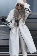 Kelly White Drawstring Hooded Coat