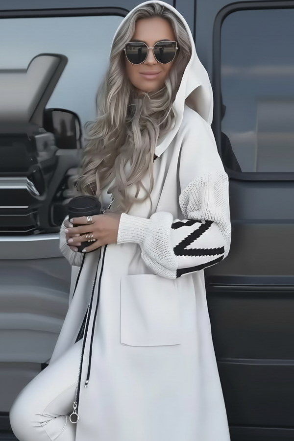 Kelly White Drawstring Hooded Coat