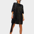 Bianca Sequin Tie-Waist Mini Dress in Black by Aurelia Sun