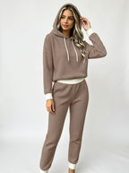 Noelle Waffle Hoodie Lounge Set – Beige
