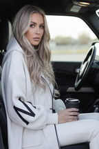 Kelly White Drawstring Hooded Coat