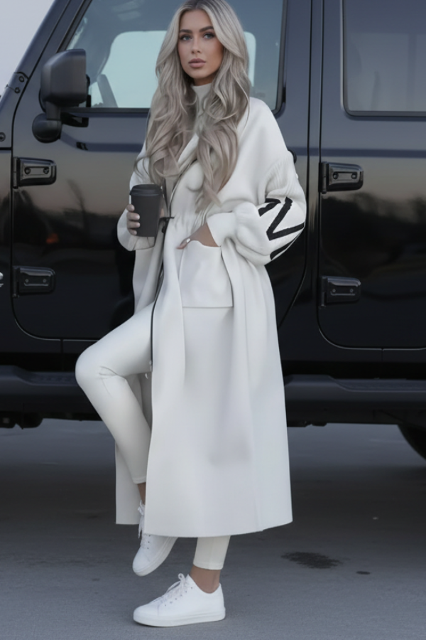 Kelly White Drawstring Hooded Coat