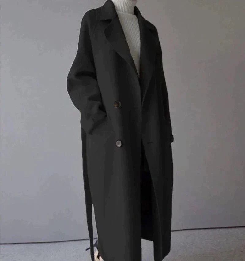 Women's Longline Wool Coat – Beige