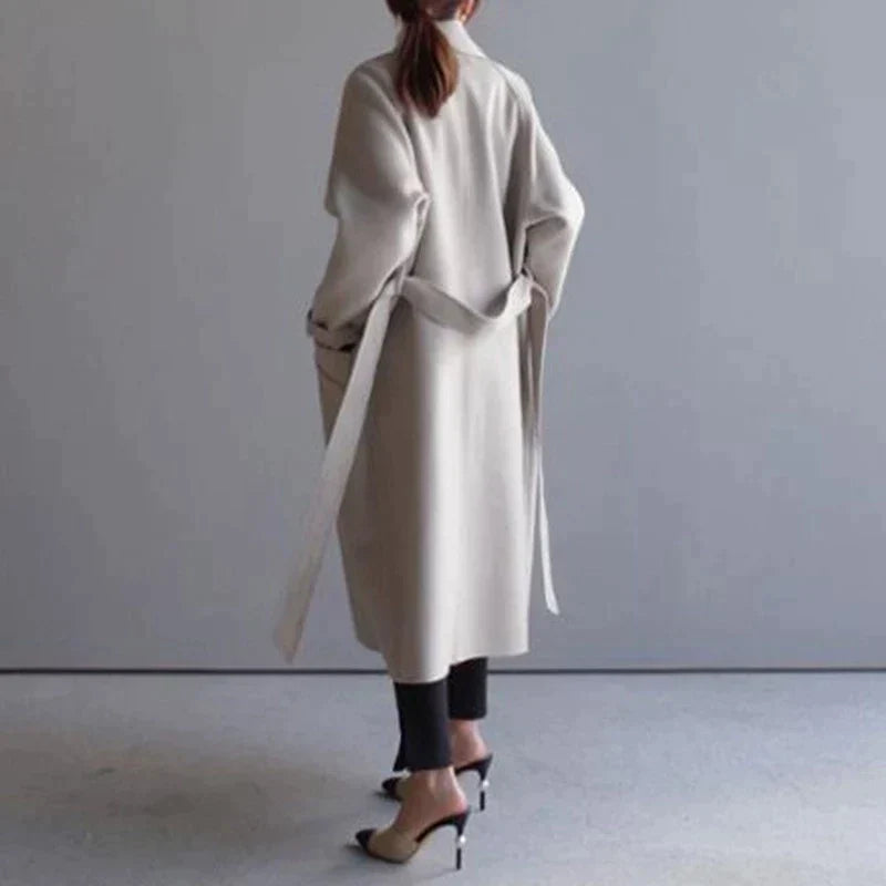 Women's Longline Wool Coat – Beige