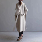 Women's Longline Wool Coat – Beige