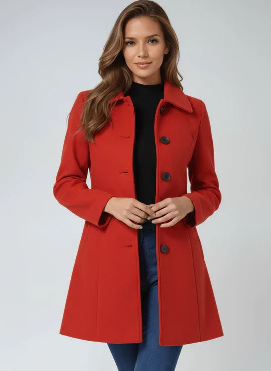 Tailored Button-Front Winter Coat