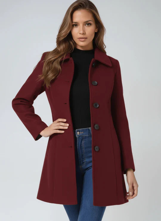 Tailored Button-Front Winter Coat