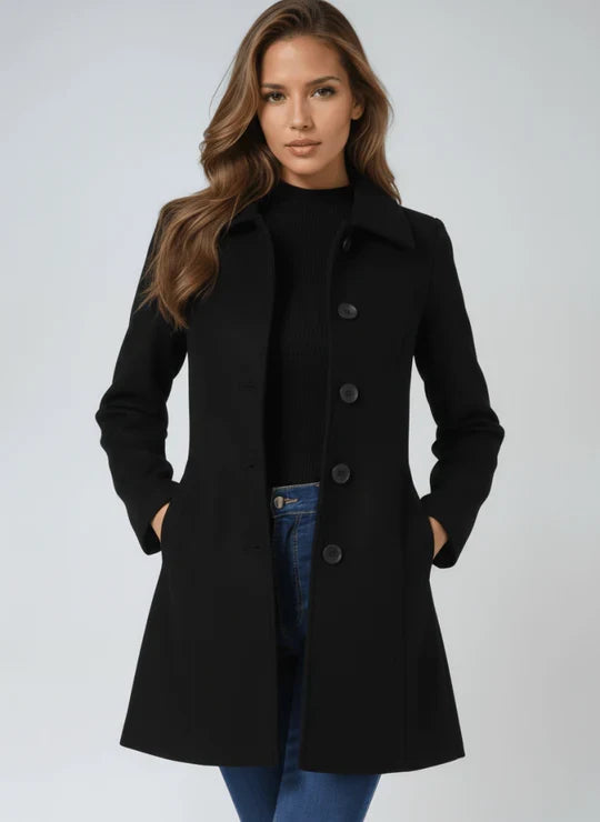 Tailored Button-Front Winter Coat