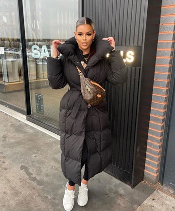 Belted Longline Quilted Coat