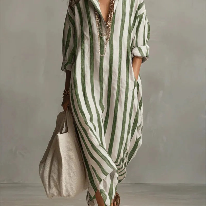Women's Relaxed Maxi Dress with Pockets – Blue