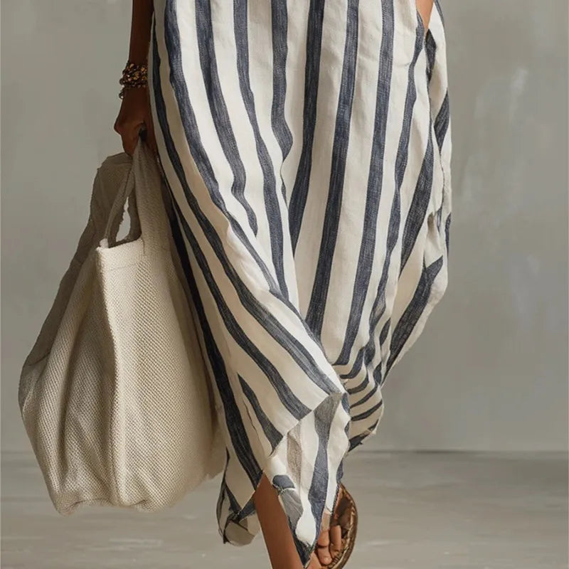 Women's Relaxed Maxi Dress with Pockets – Blue