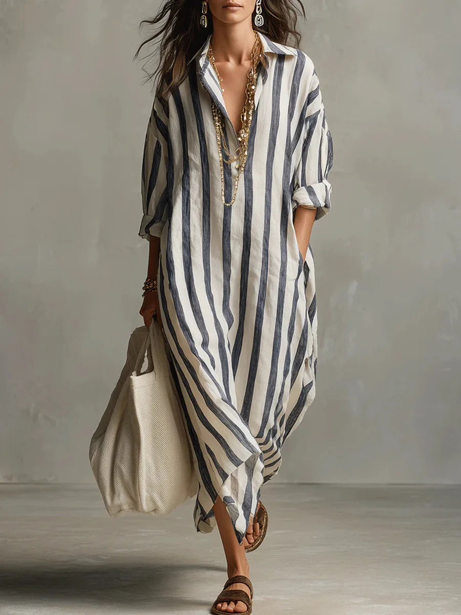 Women's Relaxed Maxi Dress with Pockets – Yellow
