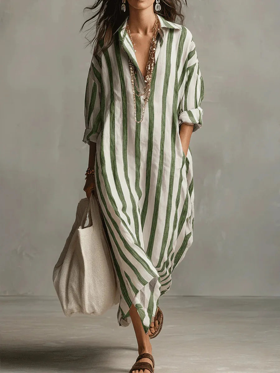Women's Relaxed Maxi Dress with Pockets – Yellow