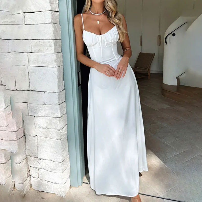 Ruched Bodice Sleeveless Maxi Dress