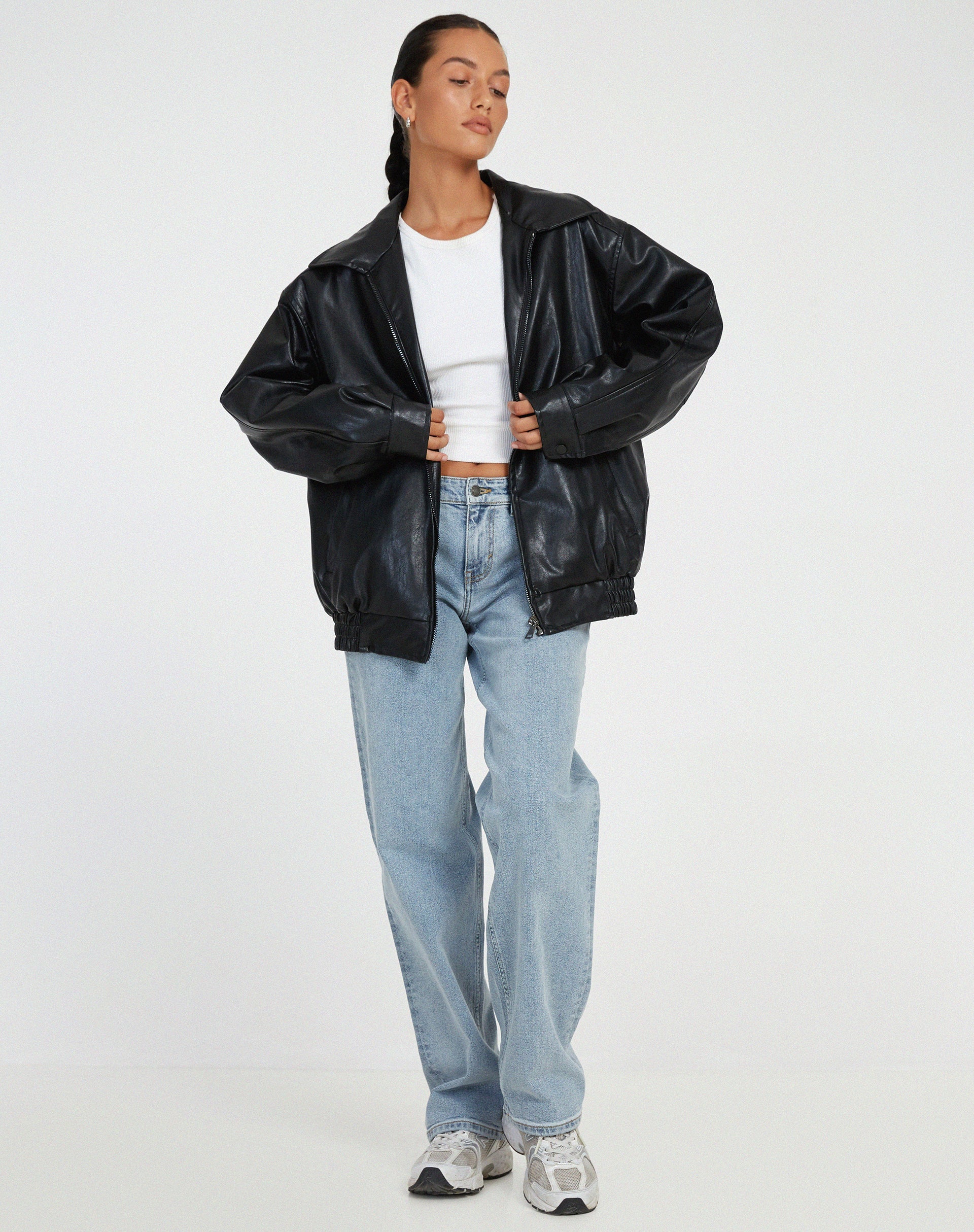 Oversized Faux Leather Jacket