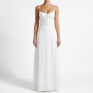 Ruched Bodice Sleeveless Maxi Dress