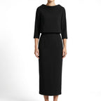 Boat-Neck Top & Midi Skirt Set