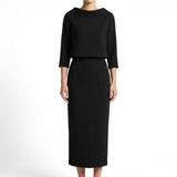 Boat-Neck Top & Midi Skirt Set