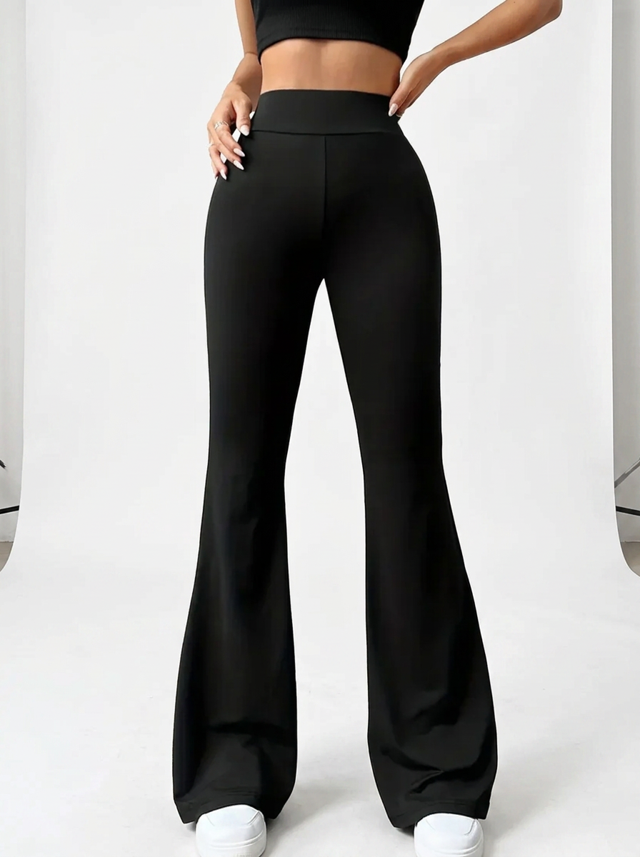 Elara Flared Lounge Pants – Black