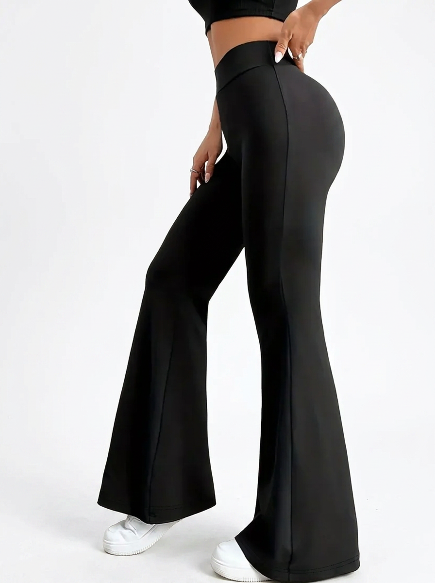 Elara Flared Lounge Pants – Black