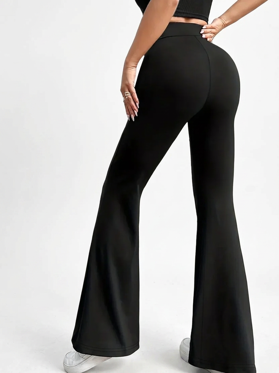 Elara Flared Lounge Pants – Black