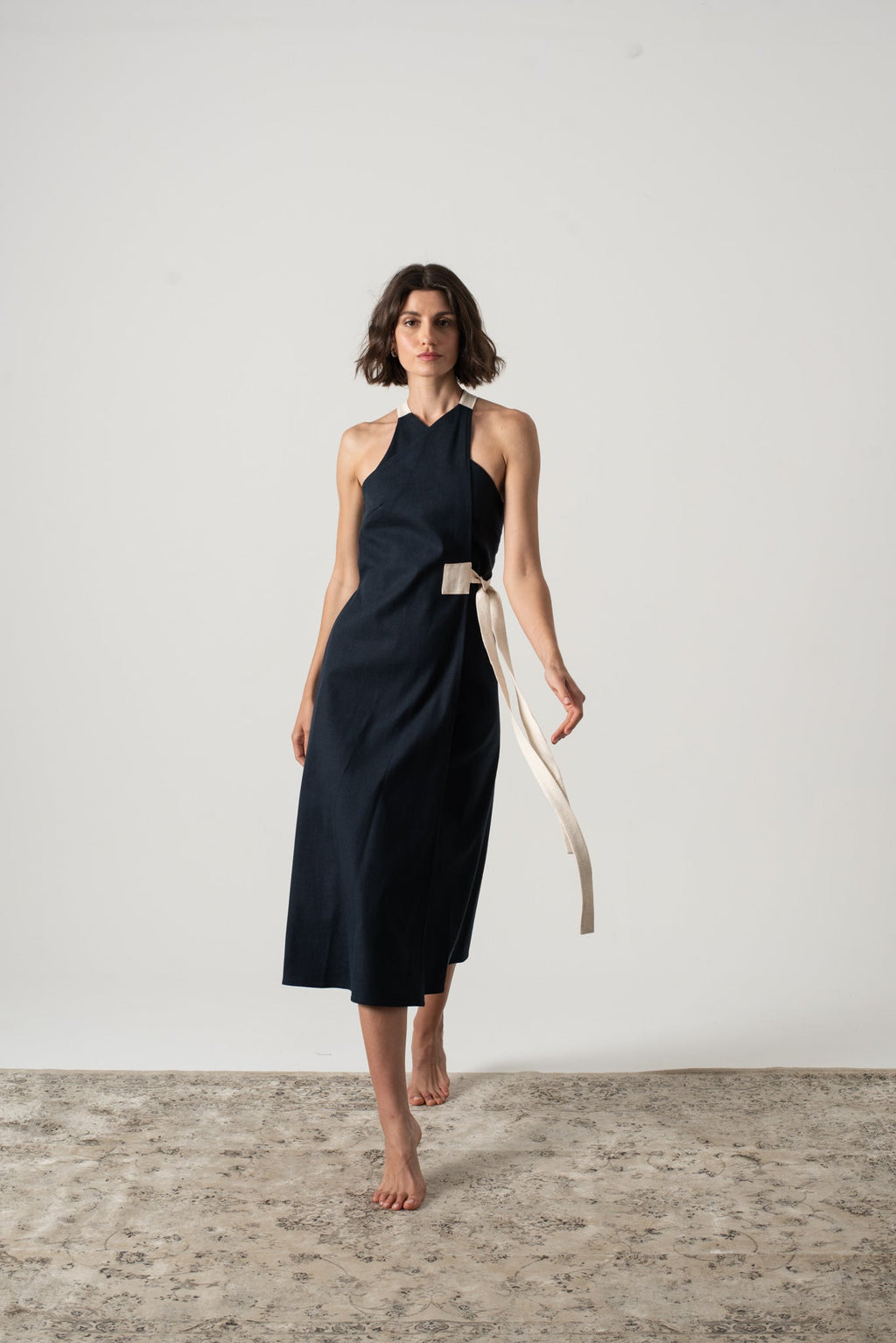 Zulu Linen Wrap Dress – Navy by Aurelia Sun