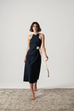 Zulu Linen Wrap Dress – Navy by Aurelia Sun