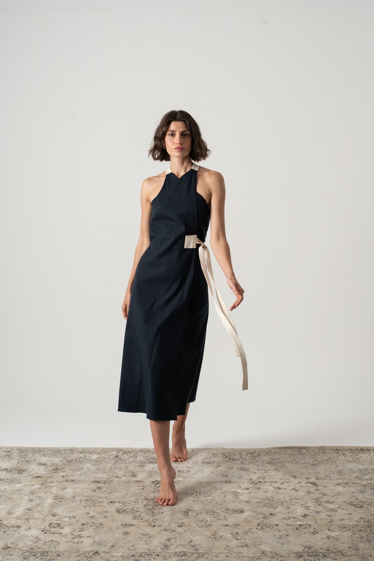 Zulu Linen Wrap Dress – Navy by Aurelia Sun