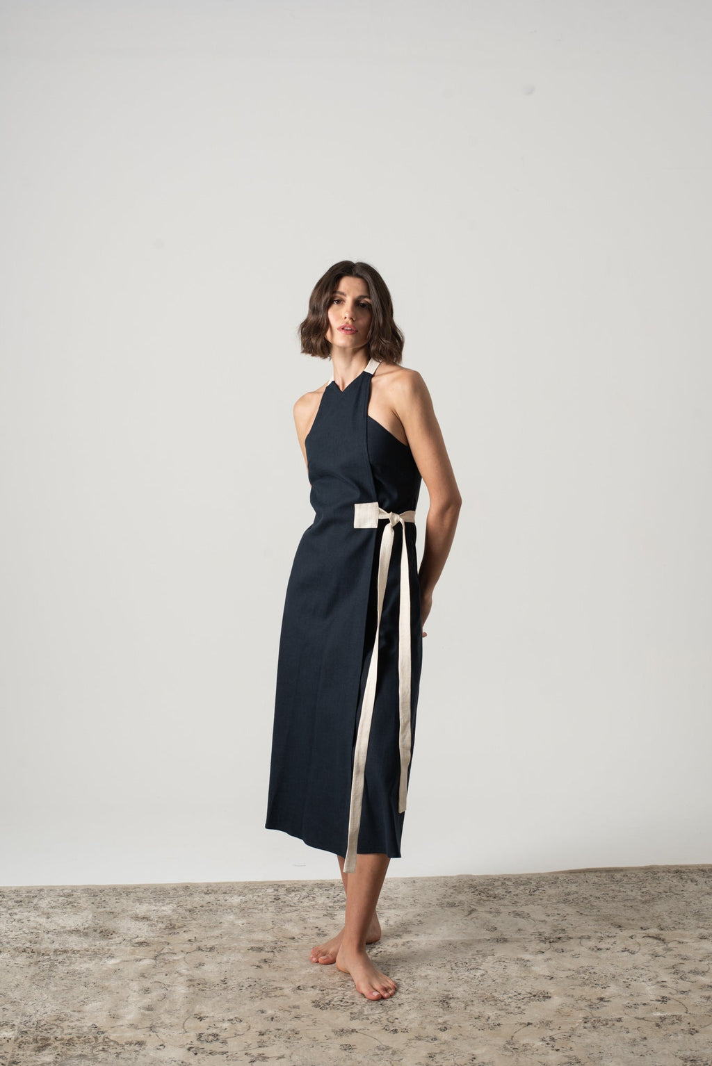 Zulu Linen Wrap Dress – Navy by Aurelia Sun