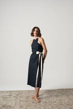 Zulu Linen Wrap Dress – Navy by Aurelia Sun