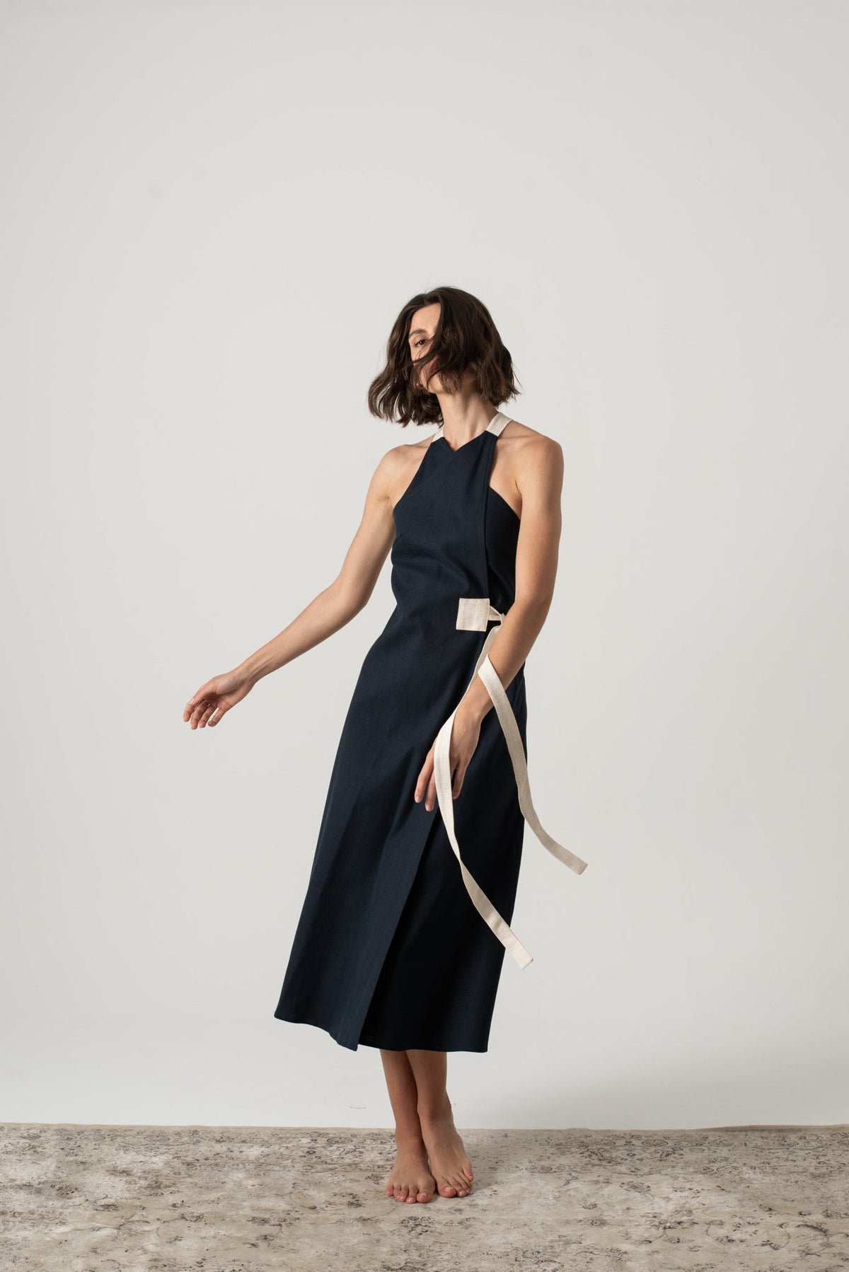 Zulu Linen Wrap Dress – Navy by Aurelia Sun