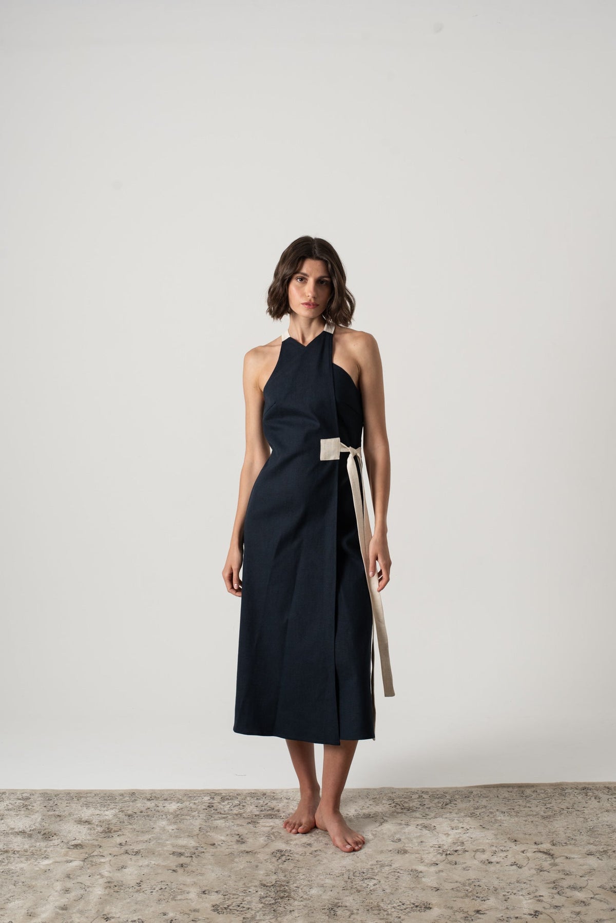 Zulu Linen Wrap Dress – Navy by Aurelia Sun