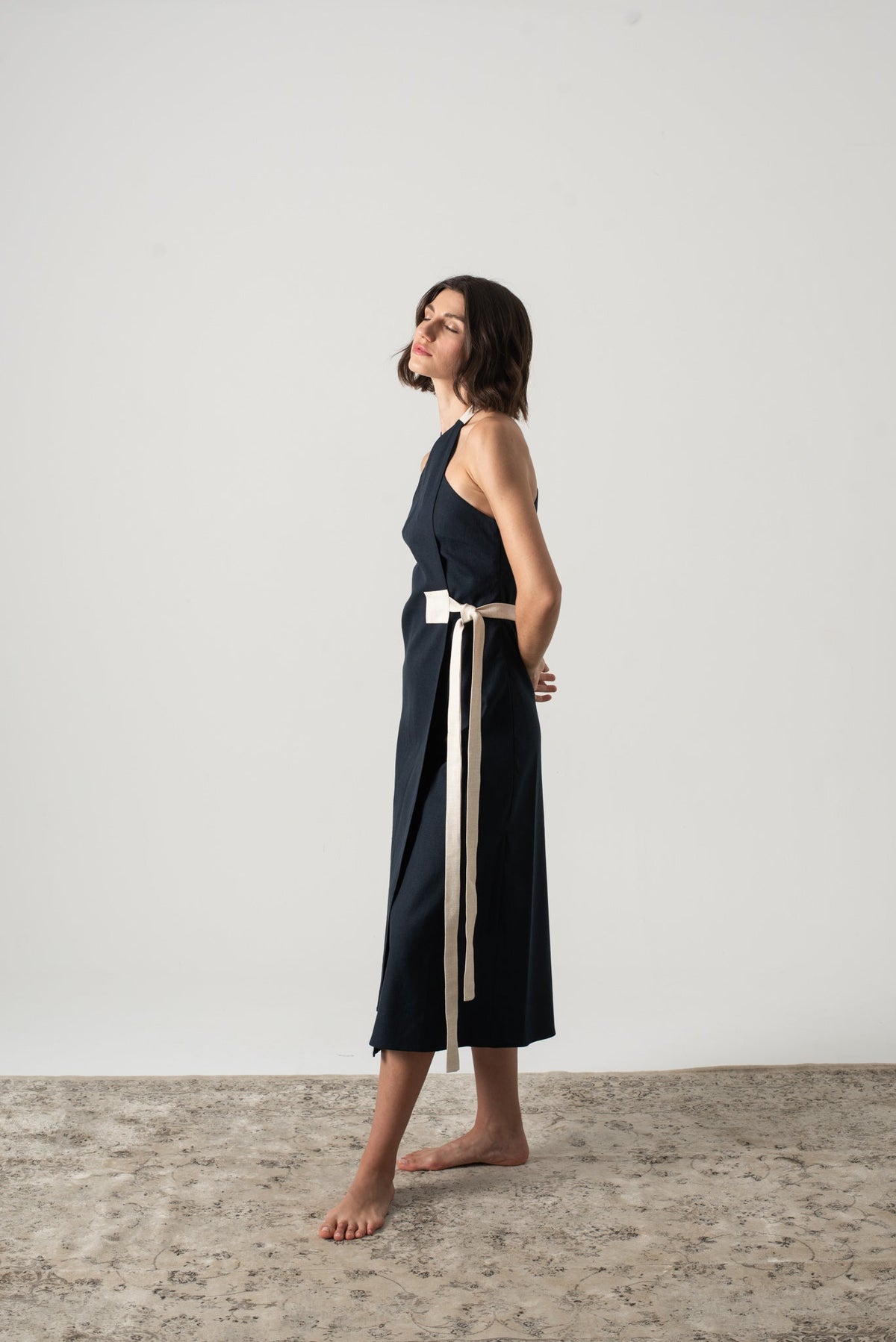 Zulu Linen Wrap Dress – Navy by Aurelia Sun