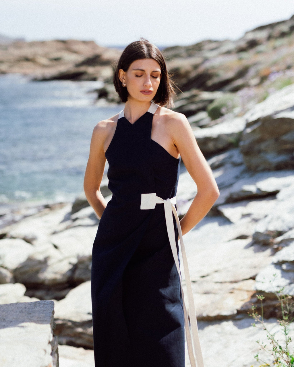 Zulu Linen Wrap Dress – Navy by Aurelia Sun