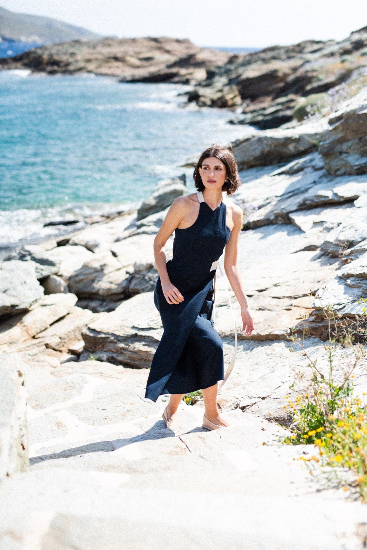 Zulu Linen Wrap Dress – Navy by Aurelia Sun