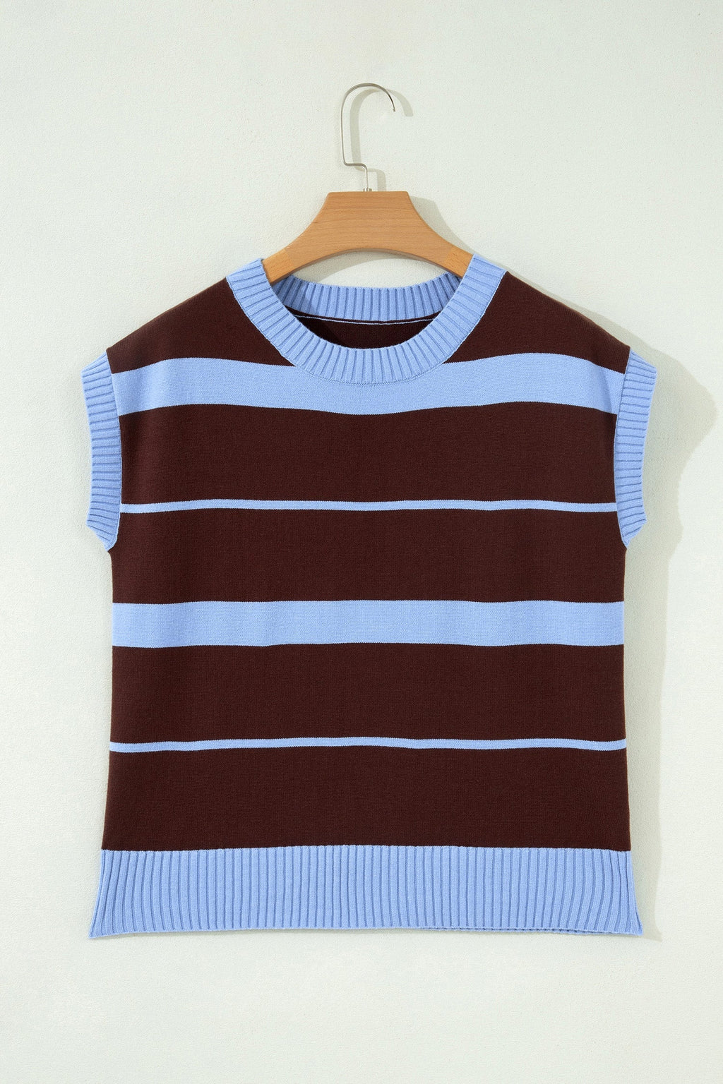 Women's Striped Short-Sleeve Knit Top – Blue/White