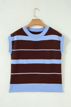 Women's Striped Short-Sleeve Knit Top – Blue/White