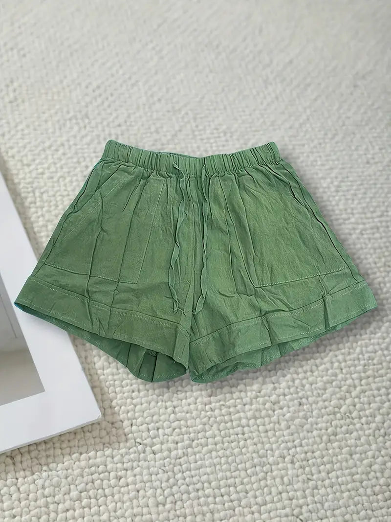 Maya Drawstring Summer Shorts – Green
