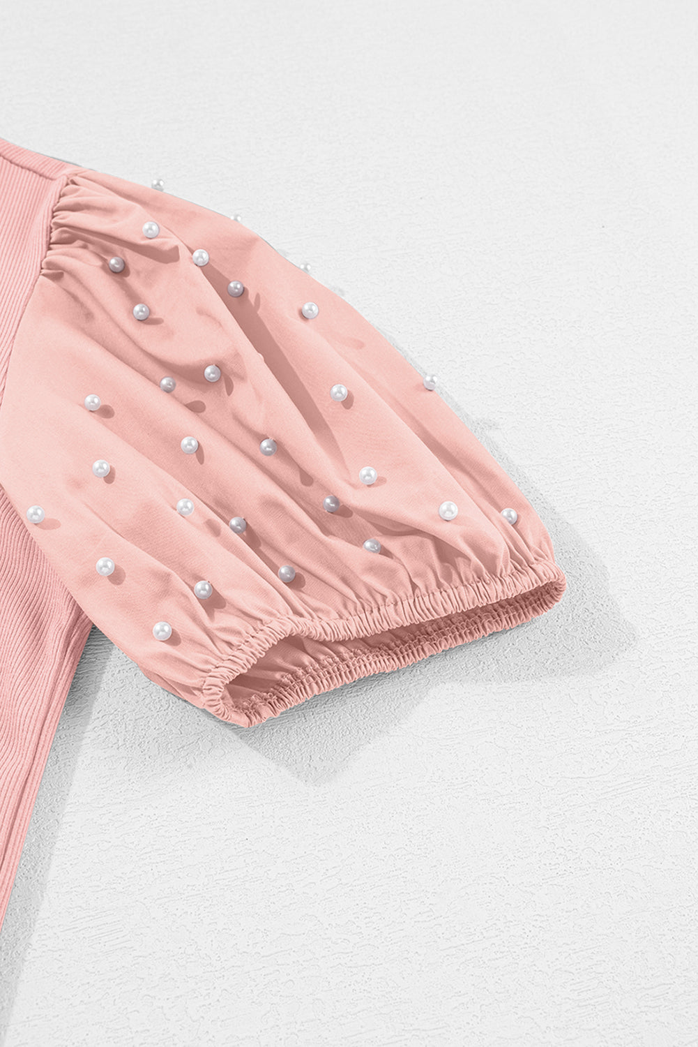 Women's Pearl Beaded Puff-Sleeve Knit Top