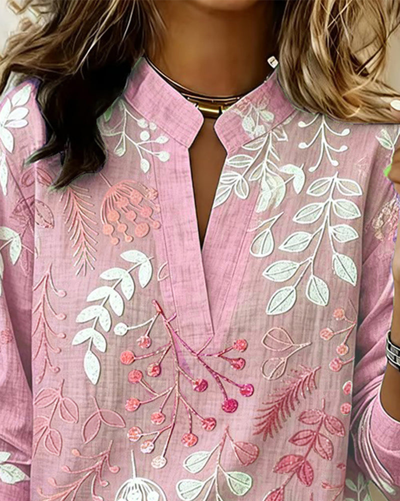 Brielle Soft-Touch Floral Blouse – Blue