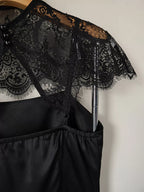 Women's Satin Mini Dress with Lace Cape
