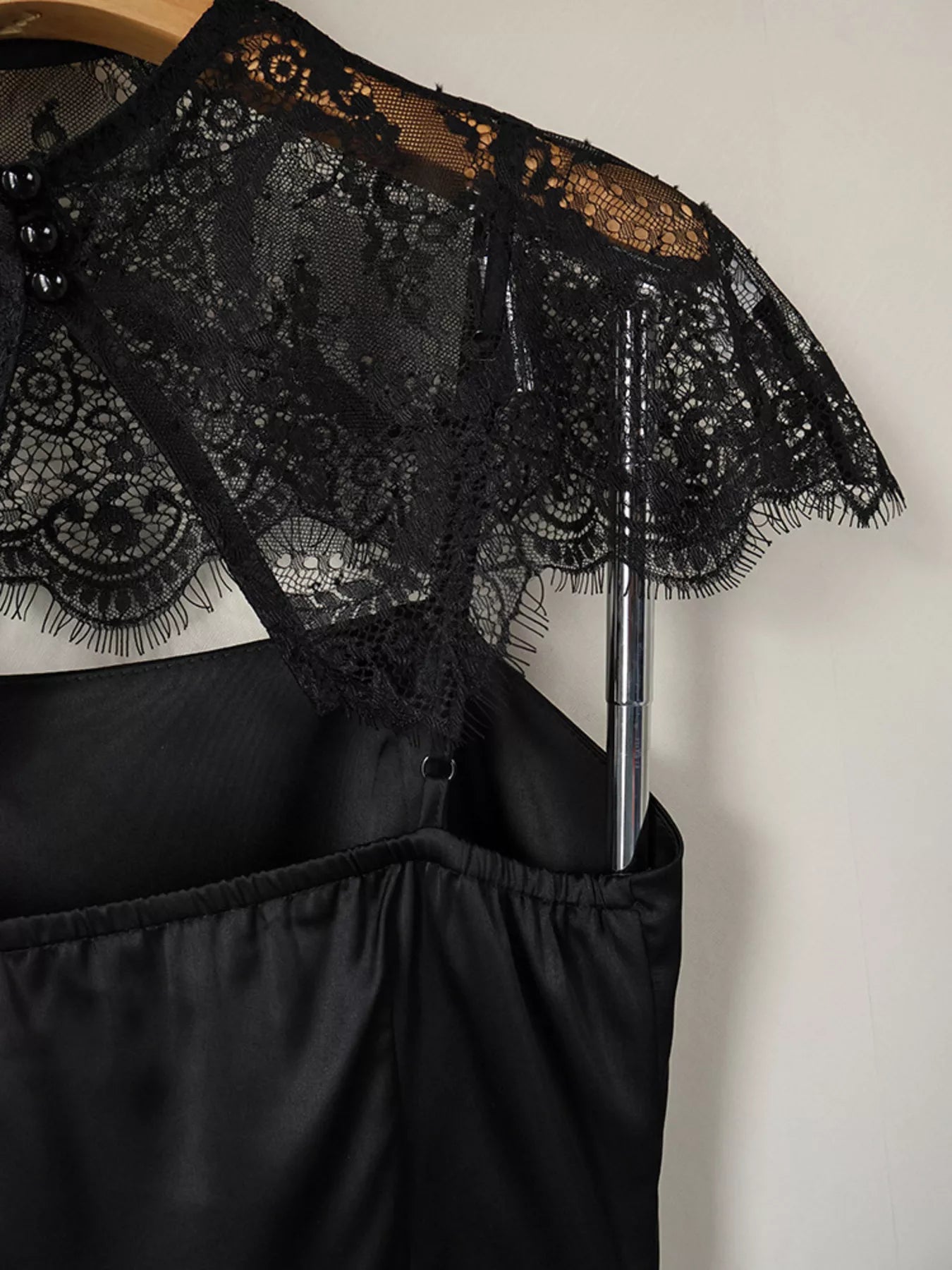 Women's Satin Mini Dress with Lace Cape